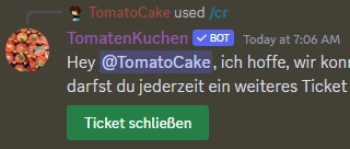 Discord message with custom content and a custom button after using a slash command